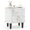 White Faux Marble Nightstand with 2 Drawers and Raised Oval Tabletop